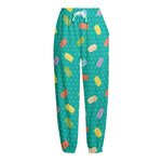 Polka Dot Macaron Pattern Print Fleece Lined Knit Pants