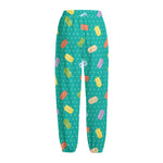 Polka Dot Macaron Pattern Print Fleece Lined Knit Pants