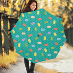 Polka Dot Macaron Pattern Print Foldable Umbrella