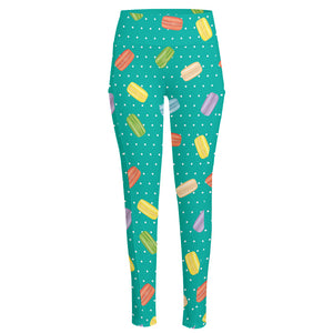 Polka Dot Macaron Pattern Print High-Waisted Pocket Leggings