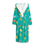 Polka Dot Macaron Pattern Print Hooded Bathrobe