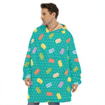Polka Dot Macaron Pattern Print Hoodie Blanket