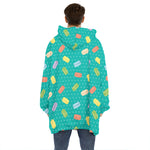 Polka Dot Macaron Pattern Print Hoodie Blanket