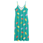 Polka Dot Macaron Pattern Print Jersey Midi Cami Dress