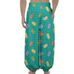 Polka Dot Macaron Pattern Print Lantern Pants
