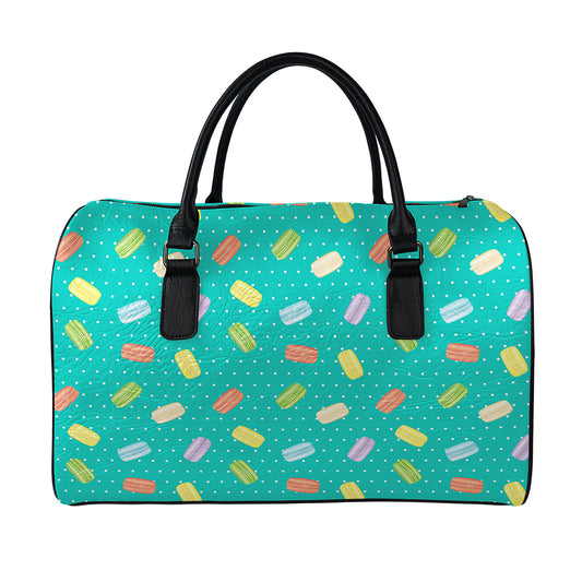 Polka Dot Macaron Pattern Print Leather Duffle Bag