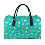Polka Dot Macaron Pattern Print Leather Duffle Bag