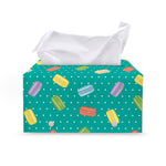Polka Dot Macaron Pattern Print Leather Tissue Box Cover