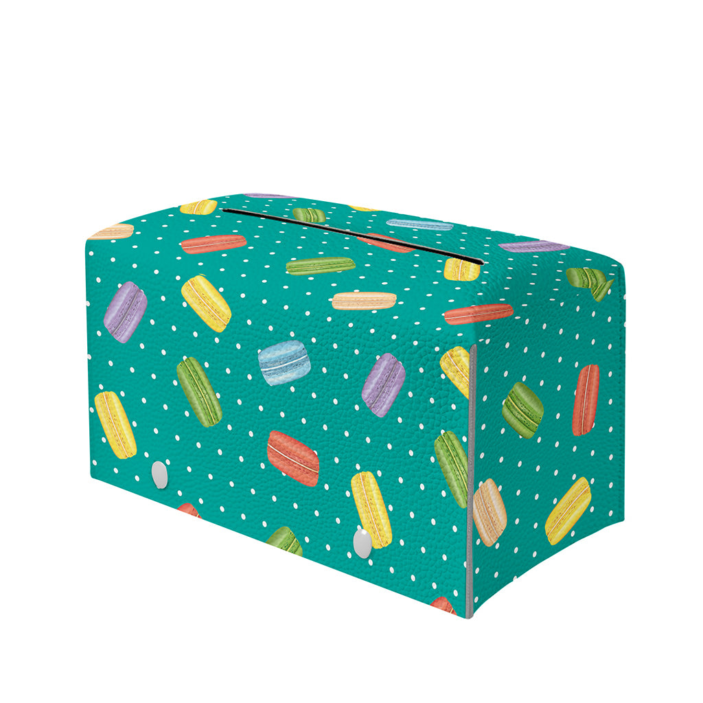 Polka Dot Macaron Pattern Print Leather Tissue Box Cover