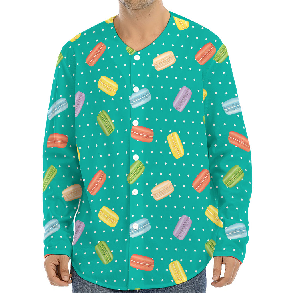 Polka Dot Macaron Pattern Print Long Sleeve Baseball Jersey