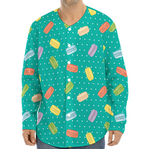 Polka Dot Macaron Pattern Print Long Sleeve Baseball Jersey