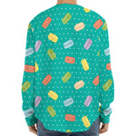 Polka Dot Macaron Pattern Print Long Sleeve Baseball Jersey