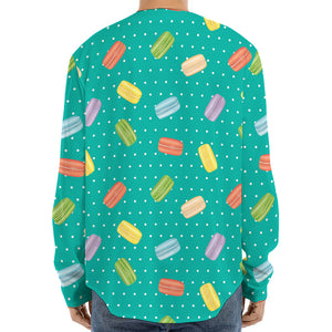 Polka Dot Macaron Pattern Print Long Sleeve Baseball Jersey