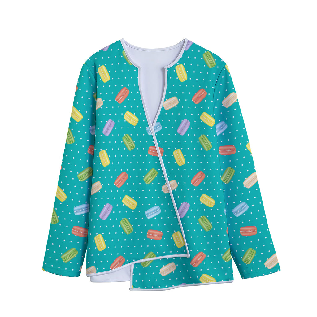 Polka Dot Macaron Pattern Print Long Sleeve Short Coat