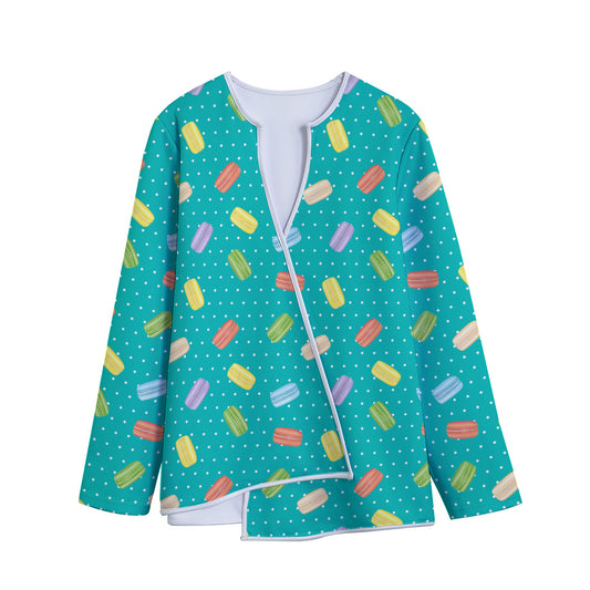 Polka Dot Macaron Pattern Print Long Sleeve Short Coat