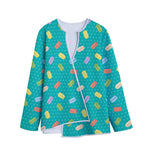 Polka Dot Macaron Pattern Print Long Sleeve Short Coat