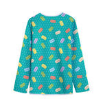 Polka Dot Macaron Pattern Print Long Sleeve Short Coat