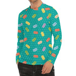 Polka Dot Macaron Pattern Print Men's Long Sleeve Rash Guard