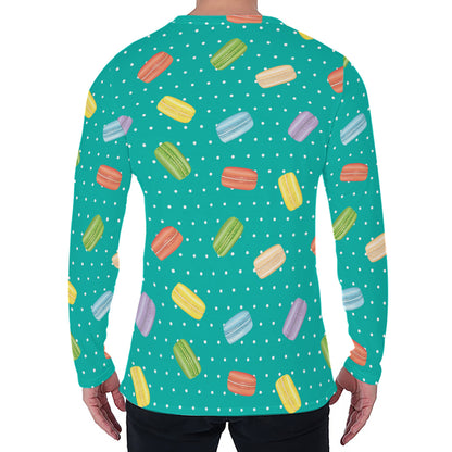 Polka Dot Macaron Pattern Print Men's Long Sleeve T-Shirt