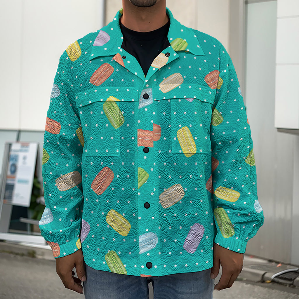 Polka Dot Macaron Pattern Print Men's Shirt Jacket