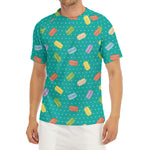 Polka Dot Macaron Pattern Print Men's Short Sleeve Rash Guard