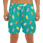 Polka Dot Macaron Pattern Print Men's Split Running Shorts