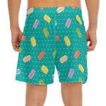 Polka Dot Macaron Pattern Print Men's Split Running Shorts