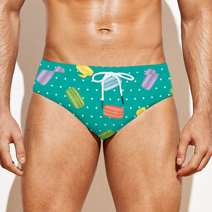Polka Dot Macaron Pattern Print Men's Swim Briefs