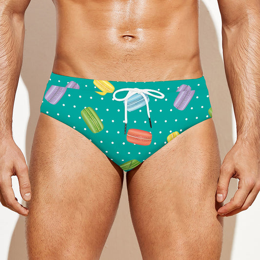 Polka Dot Macaron Pattern Print Men's Swim Briefs