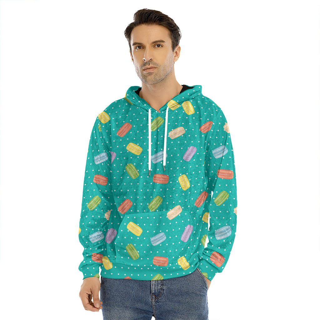 Polka Dot Macaron Pattern Print Men's Velvet Pullover Hoodie