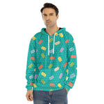 Polka Dot Macaron Pattern Print Men's Velvet Pullover Hoodie