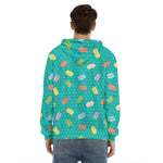 Polka Dot Macaron Pattern Print Men's Velvet Pullover Hoodie