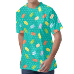Polka Dot Macaron Pattern Print Men's Velvet T-Shirt