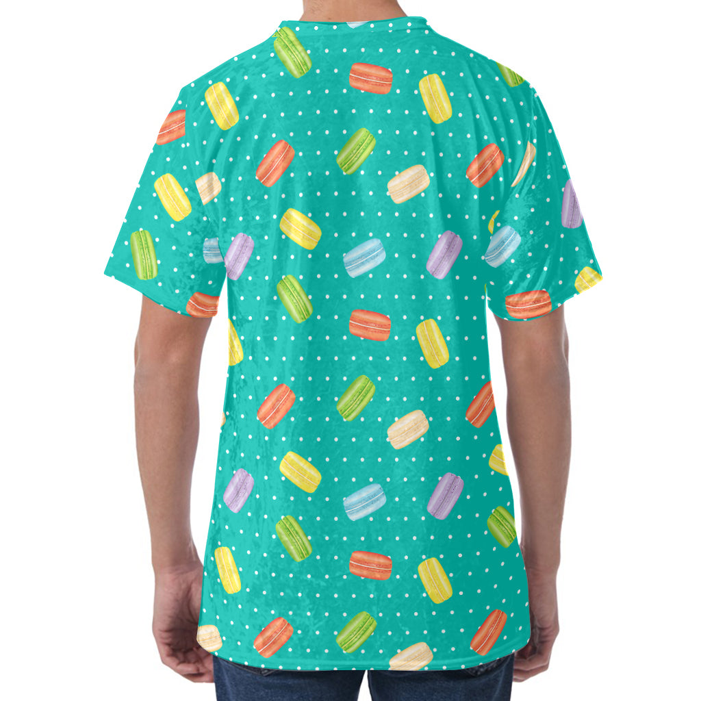 Polka Dot Macaron Pattern Print Men's Velvet T-Shirt