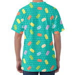 Polka Dot Macaron Pattern Print Men's Velvet T-Shirt