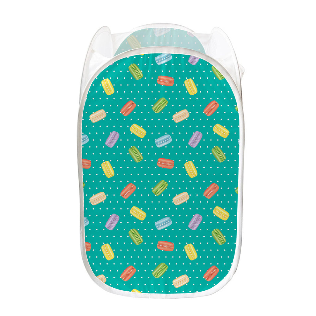 Polka Dot Macaron Pattern Print Mesh Laundry Hamper