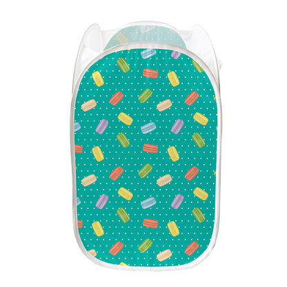 Polka Dot Macaron Pattern Print Mesh Laundry Hamper