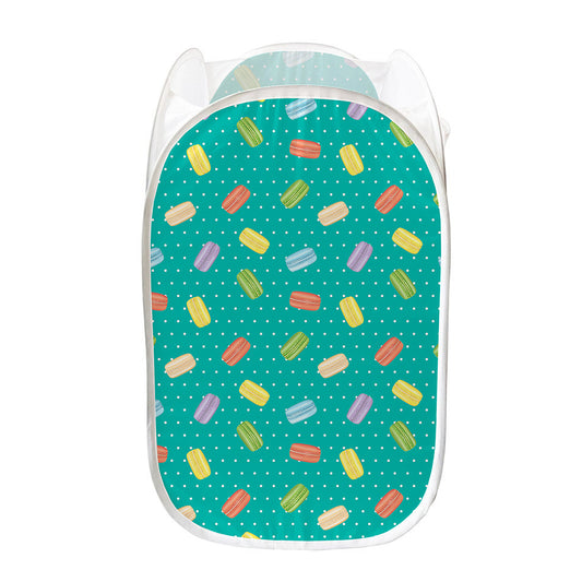 Polka Dot Macaron Pattern Print Mesh Laundry Hamper