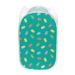 Polka Dot Macaron Pattern Print Mesh Laundry Hamper