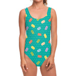 Polka Dot Macaron Pattern Print One Piece Swimsuit