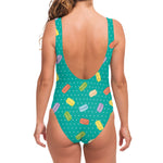 Polka Dot Macaron Pattern Print One Piece Swimsuit