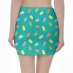 Polka Dot Macaron Pattern Print Pencil Mini Skirt