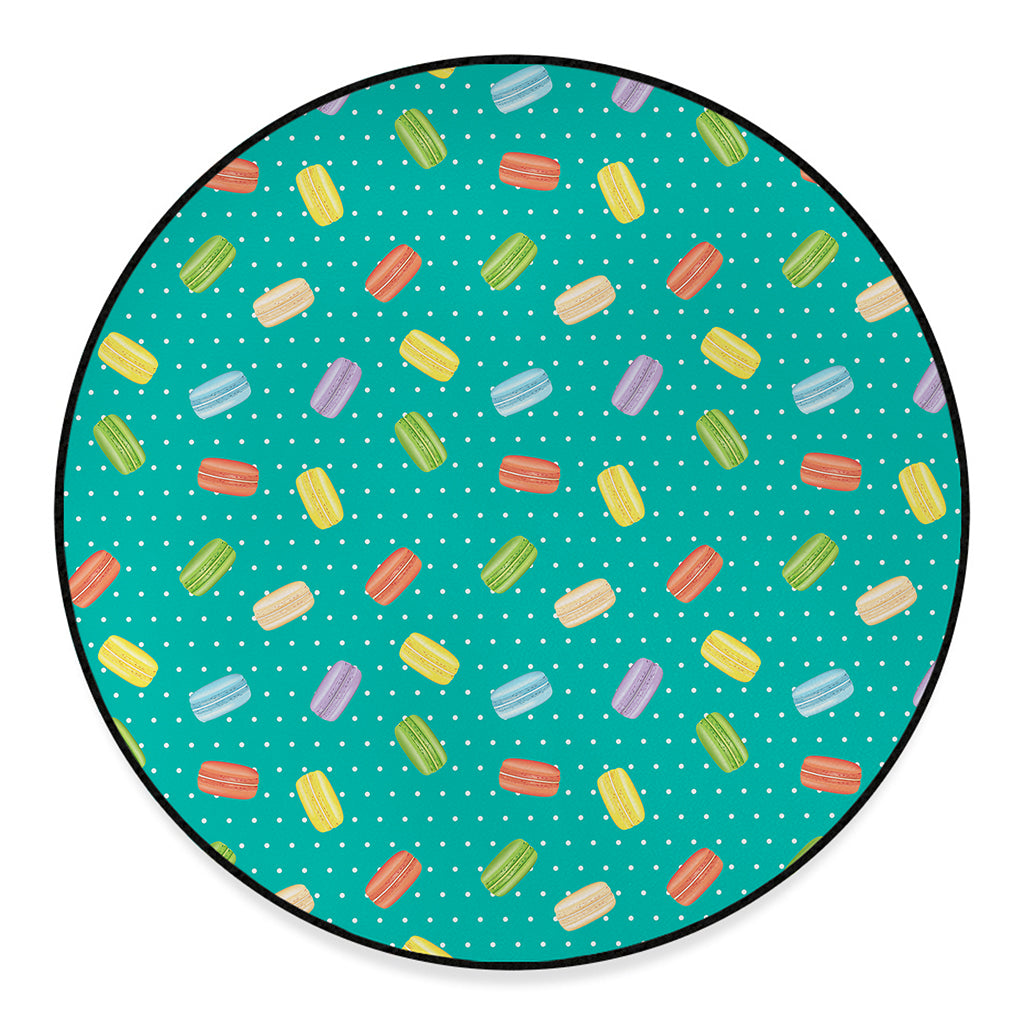 Polka Dot Macaron Pattern Print Round Floor Mat