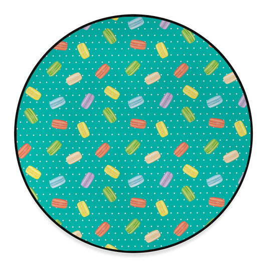 Polka Dot Macaron Pattern Print Round Floor Mat