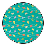Polka Dot Macaron Pattern Print Round Floor Mat
