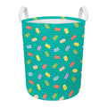 Polka Dot Macaron Pattern Print Round Laundry Basket