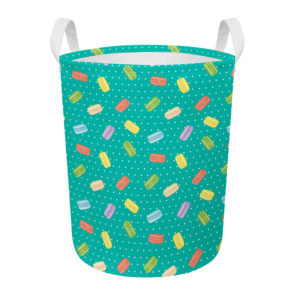 Polka Dot Macaron Pattern Print Round Laundry Basket