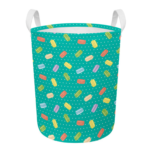 Polka Dot Macaron Pattern Print Round Laundry Basket