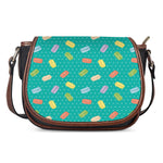 Polka Dot Macaron Pattern Print Saddle Bag