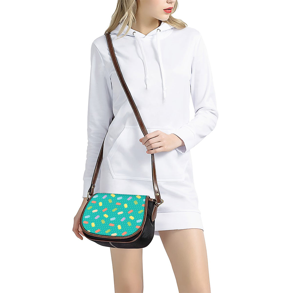 Polka Dot Macaron Pattern Print Saddle Bag